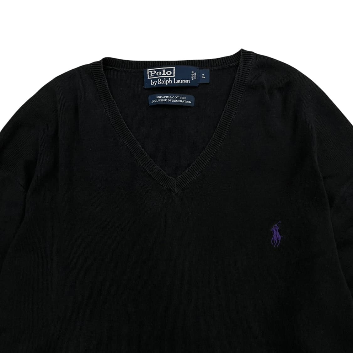폴로 랄프로렌 퍼플포니 블랙 브이넥 니트 L 상품이미지4