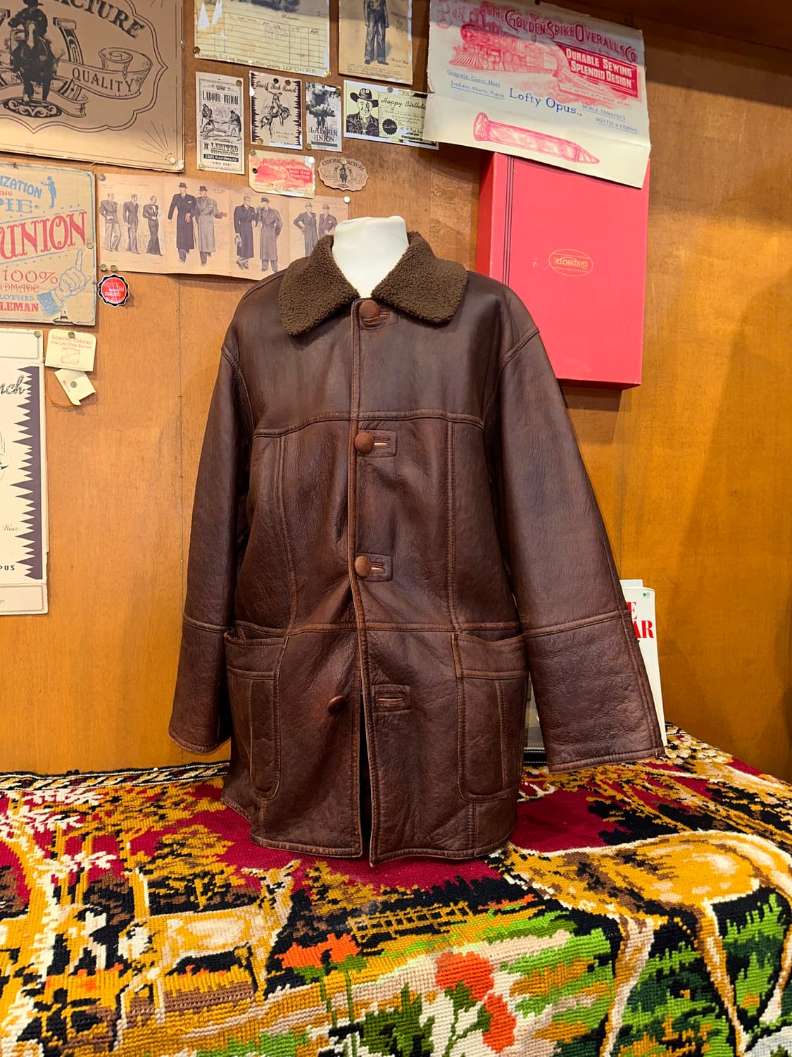 ( XL-2XL ) 가죽카코트 워크웨어 아메카지 가죽롱코트 가죽코트 상품이미지3