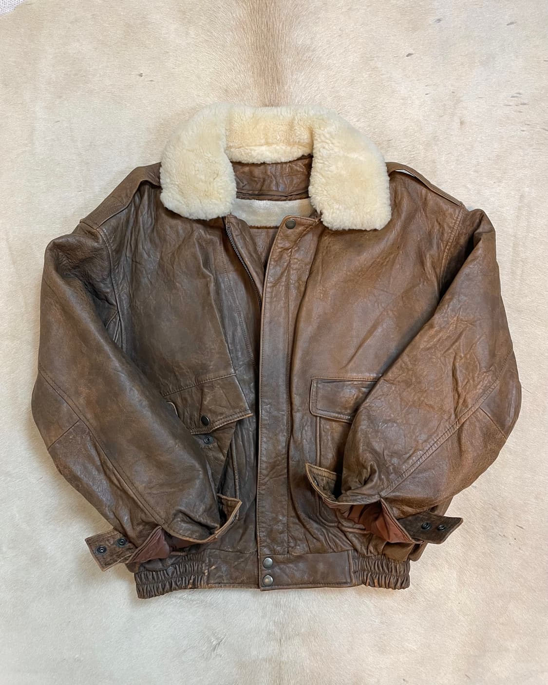 브라운 봄버가죽 자켓  상품이미지1