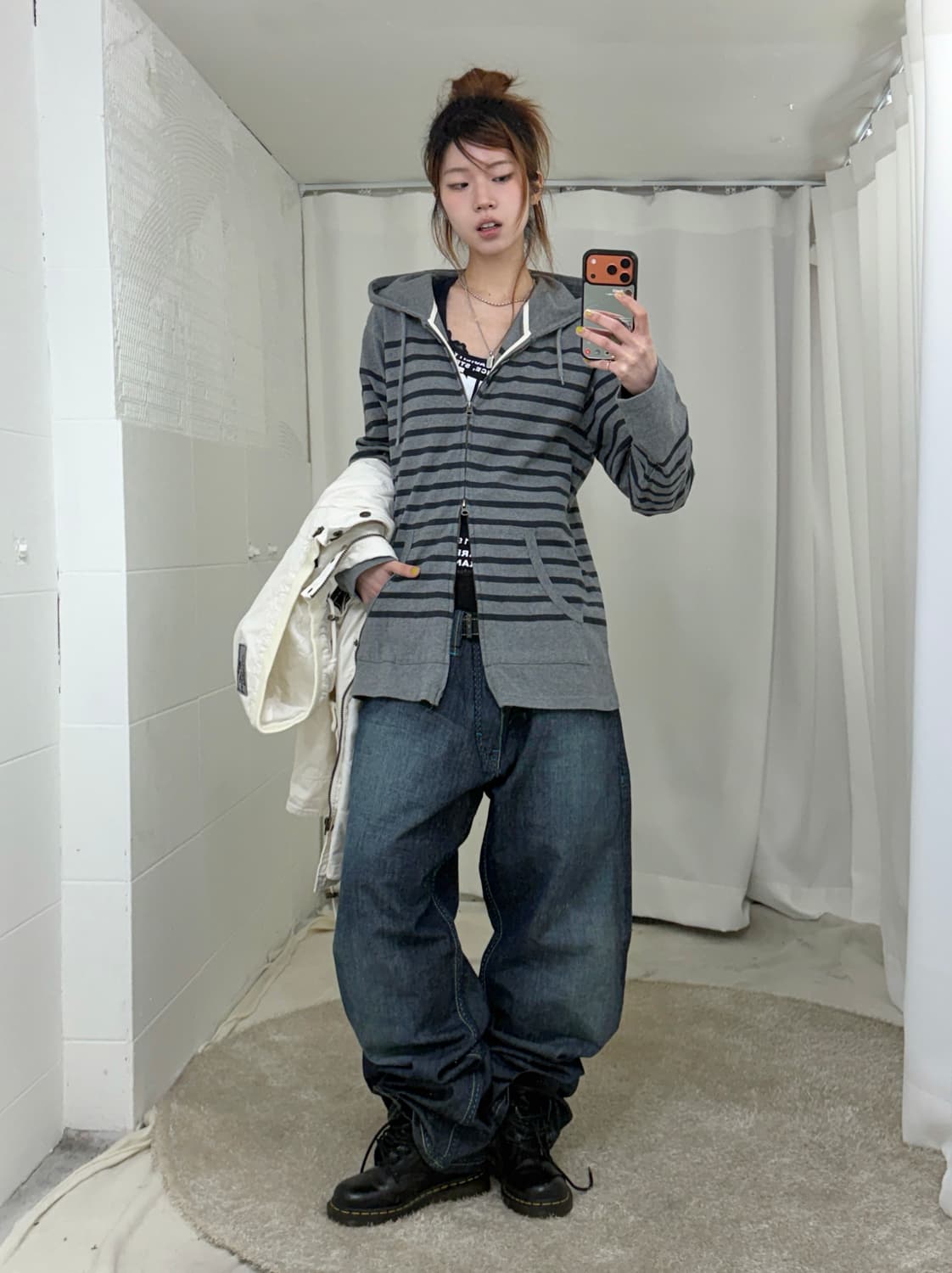 쿠지 유니언잭 화이트 펑크 스트릿 코디 세트 상품이미지2