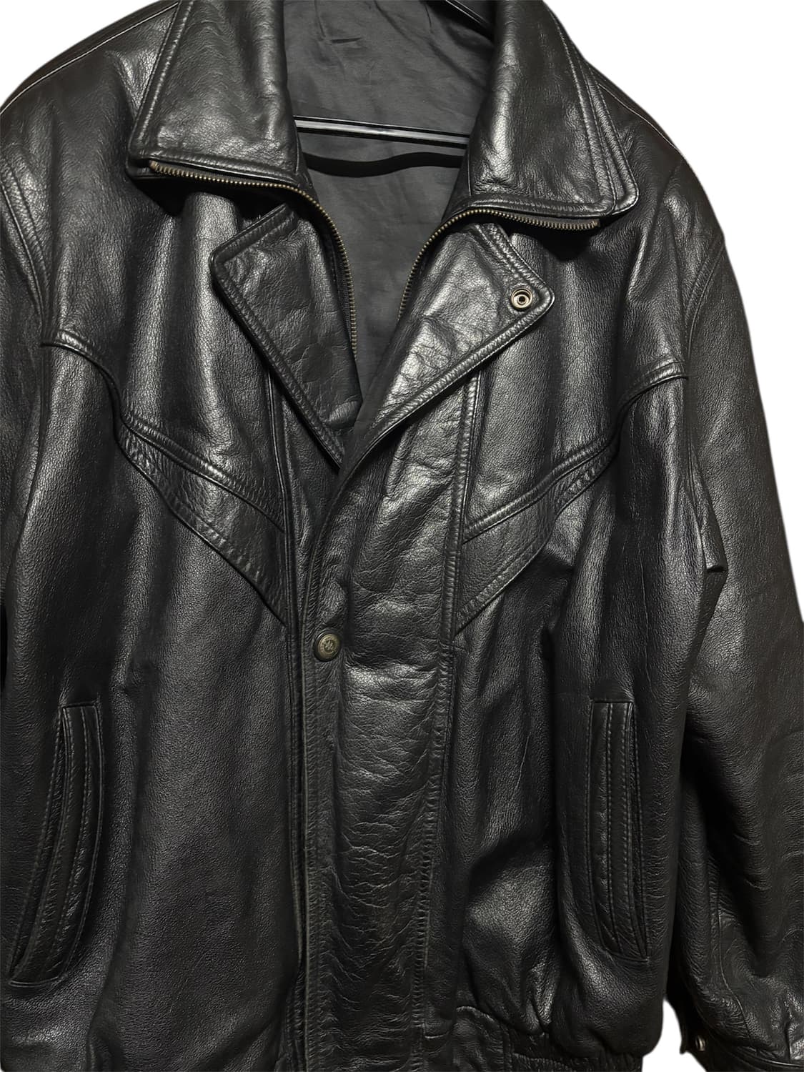 [VTG] 빈티지 카우레더 소가죽 하이넥 라이딩 자켓 XL 상품이미지3