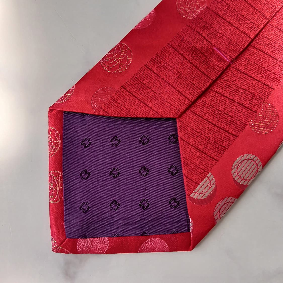 밀라숀 실크 레드 자카드 패턴 넥타이 9cm S~A+등급 E812
 상품이미지8