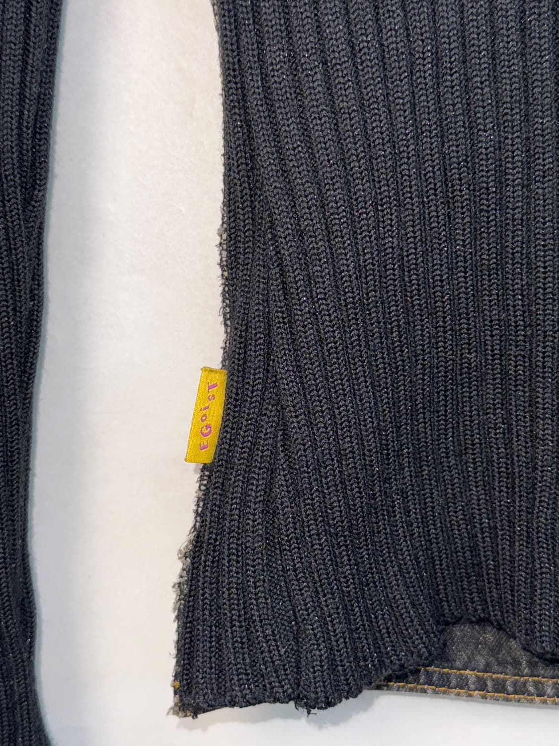 Egoist washing black denim knit zipup  상품이미지5