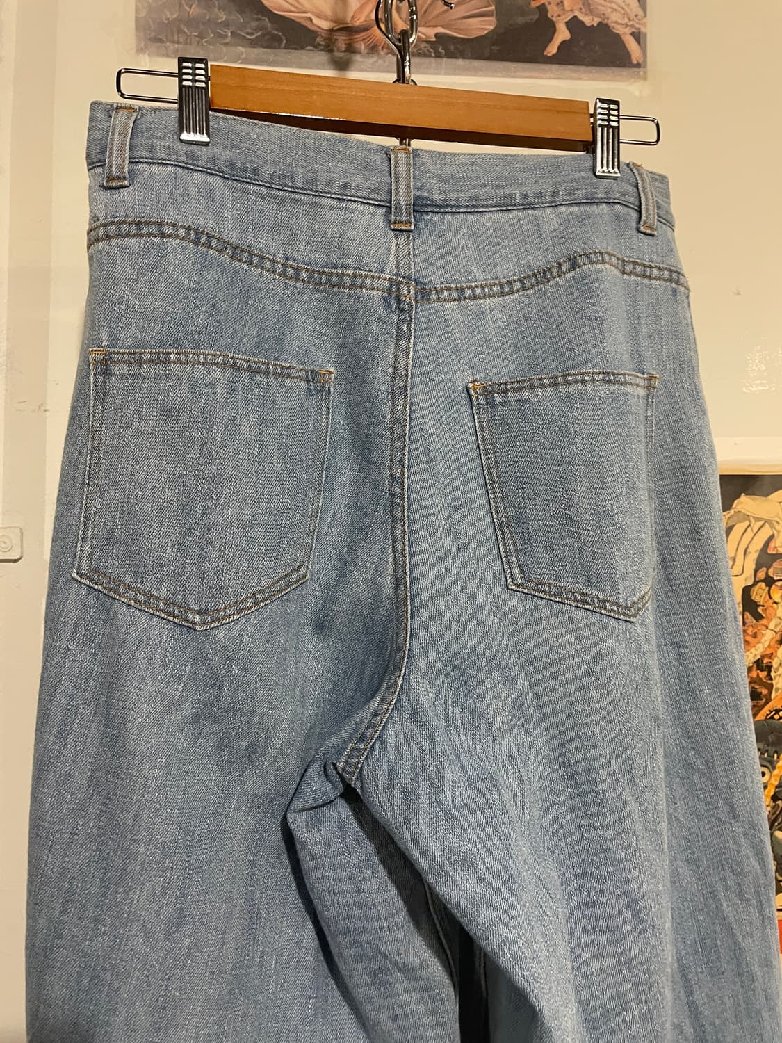 오버핏 스트레이트 연청 데님팬츠 상품이미지4