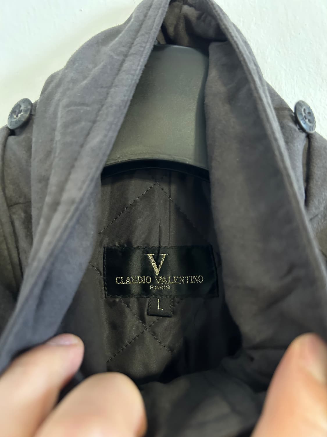 JPN Claudio Valentino 클래식 차콜 퀼팅 패딩 재킷 상품이미지3