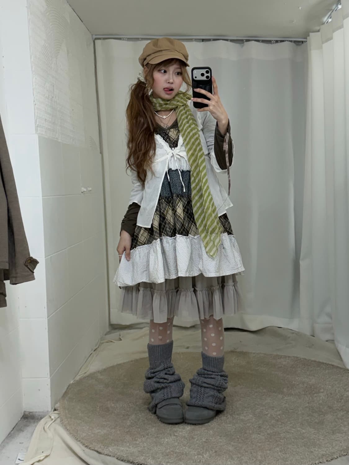 카키 패치워크 하구미 모리걸 코디세트 상품이미지2