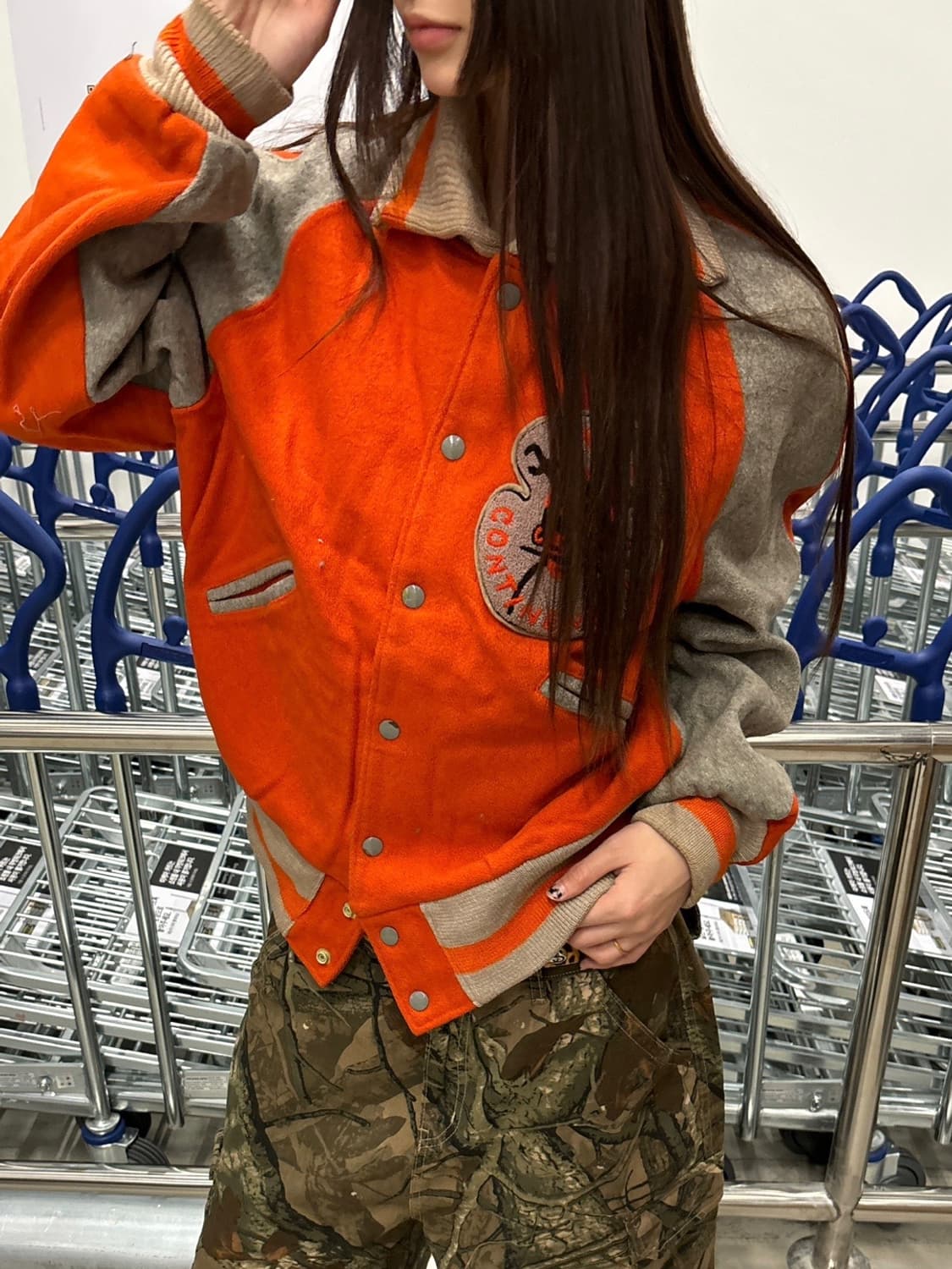 90s 올드스쿨 SMCC 오렌지 패치 바시티 jk 상품이미지4