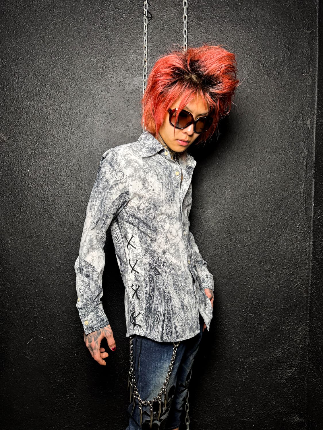 TORNADO MART – Paisley Lace-up Shirt  상품이미지1