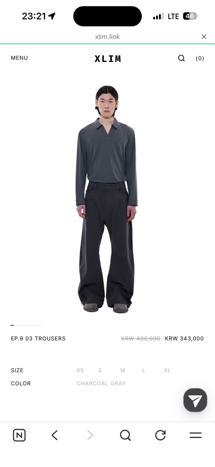 Xlim ep.9 03 trousers charcoal m사이즈 상품이미지1