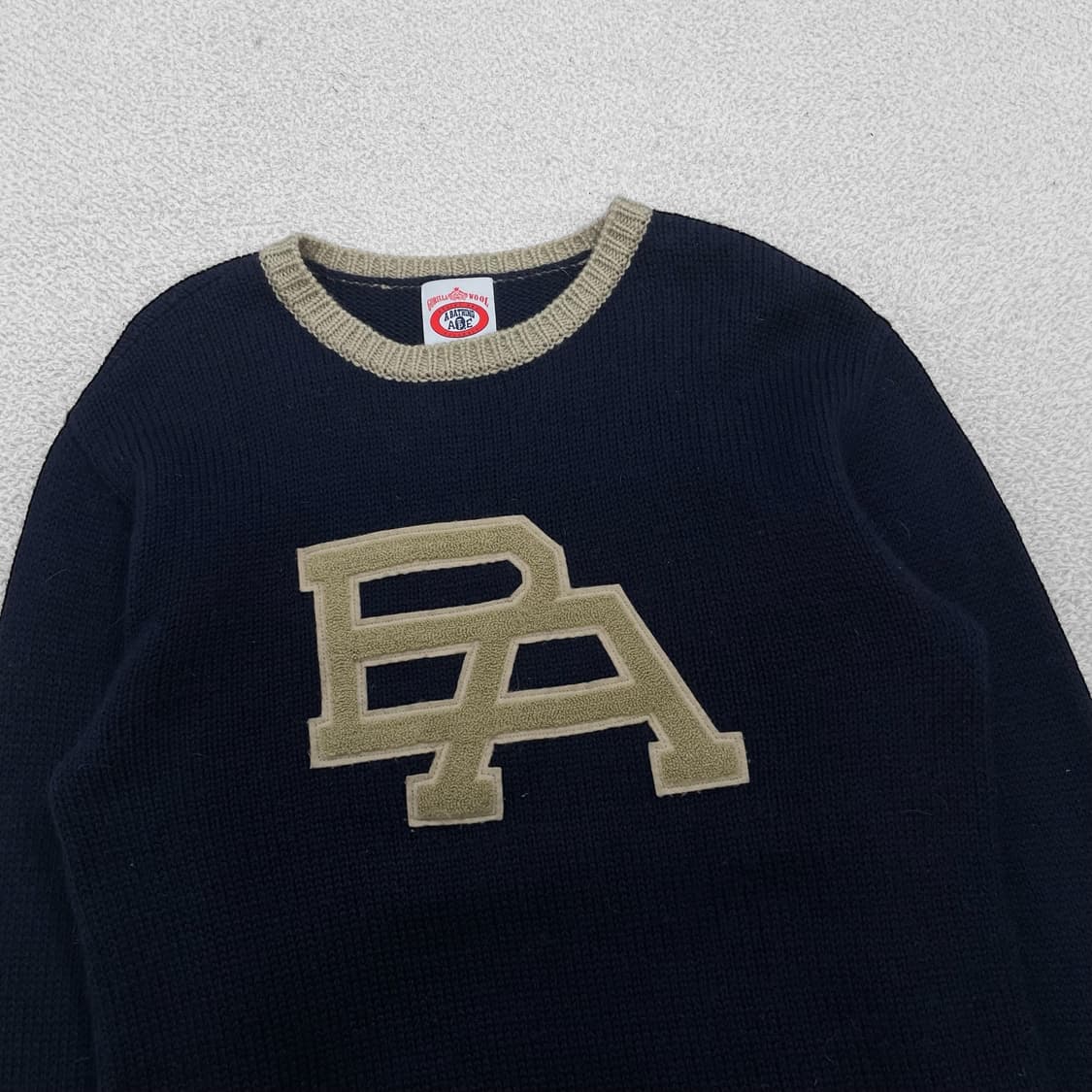 베이프 Bape 고릴라 울 크루넥 니트 네이비 베이지 상품이미지2