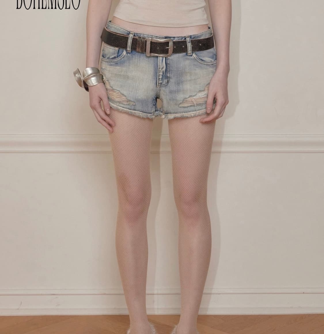 보헴서 LIGHT SLUB DAMAGE SHORTS 1 사이즈 상품이미지1
