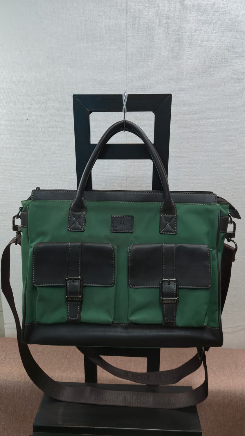 빈폴(BEANPOLE) 브리티시 클래식 나일론+레더 브리프케이스 (그린) 상품이미지1