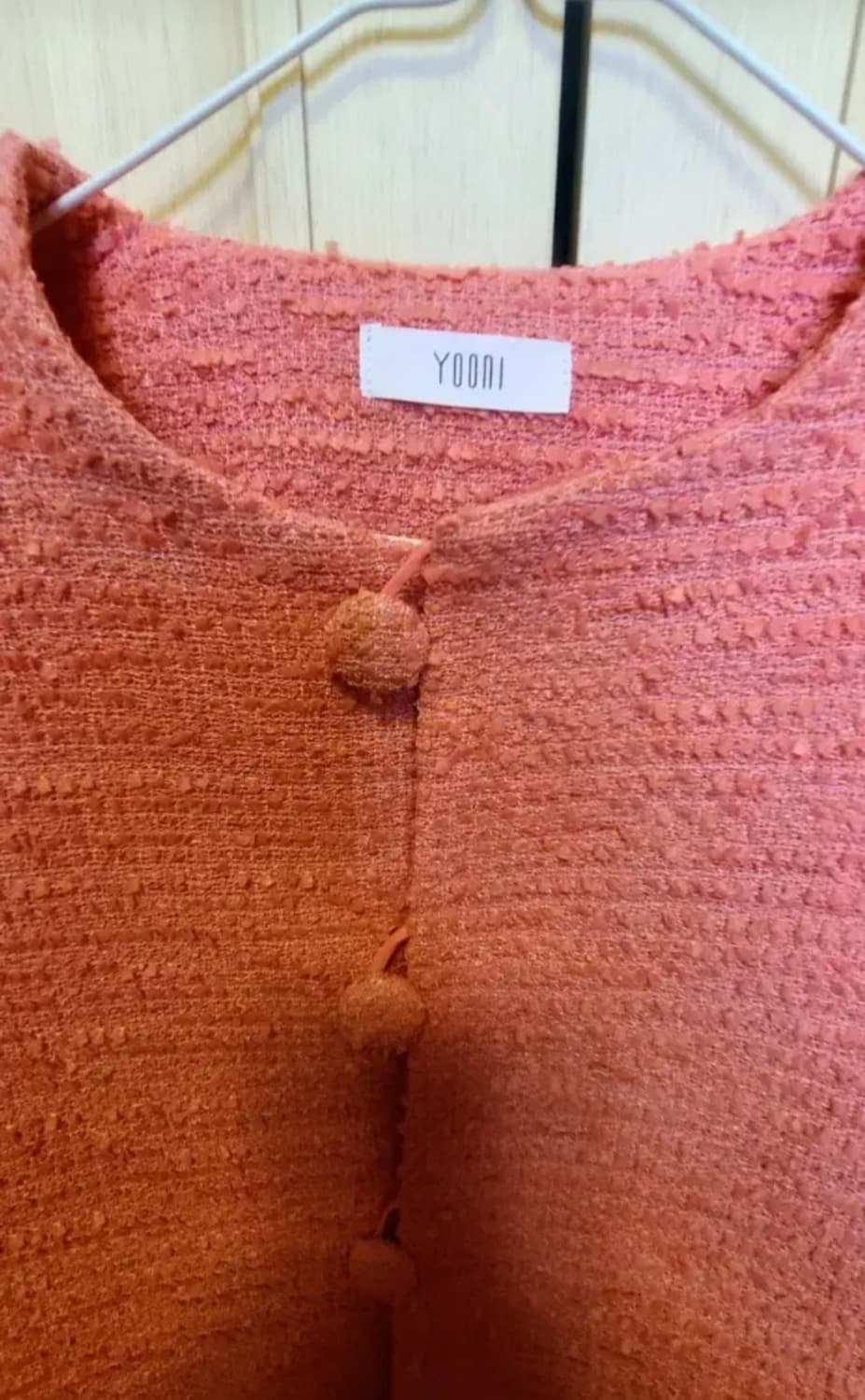 YOONI(유니)' 핑크 트위드 반팔 크롭 자켓 상품이미지2