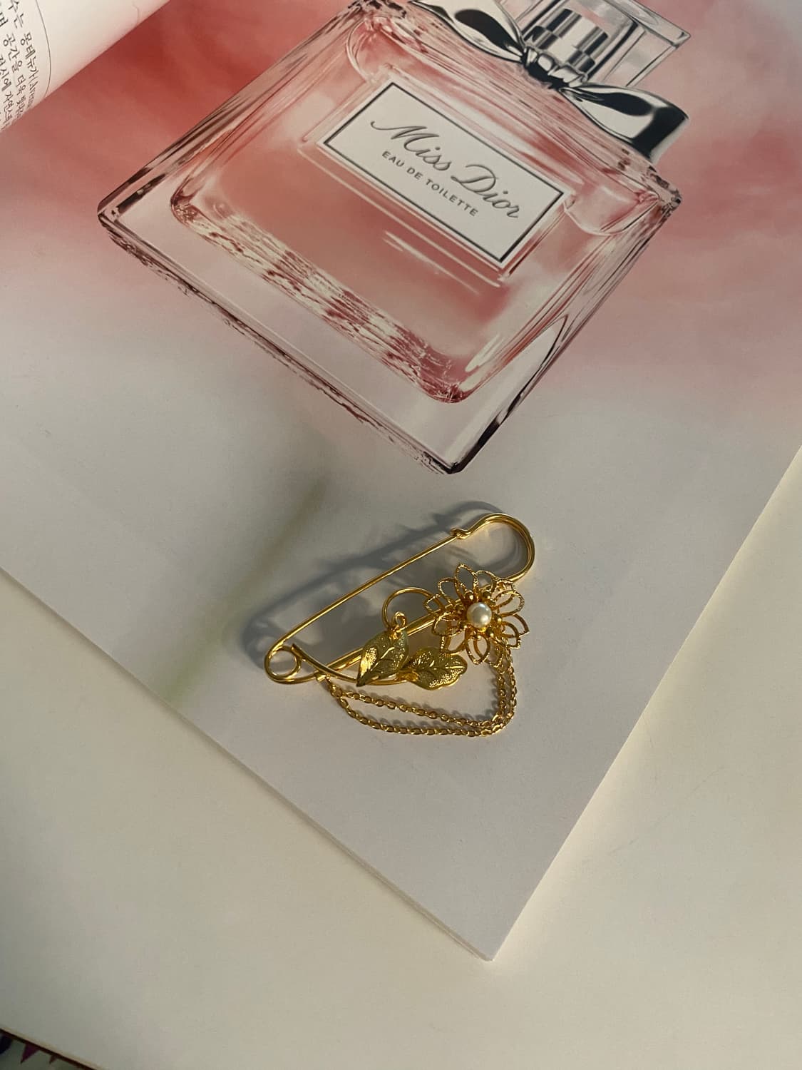 빈티지 골드 플라워 진주 브로치 상품이미지3