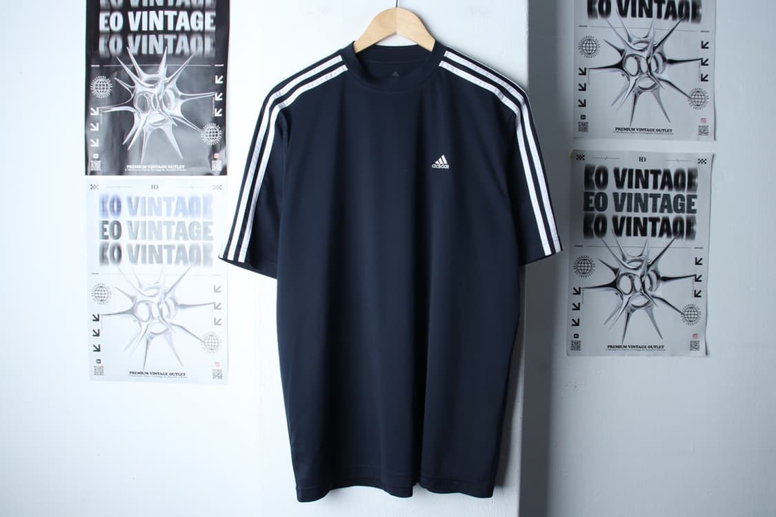 (L-XL) 아디다스 반팔 티셔츠 기능성 삼선 네이비-H31434 상품이미지2