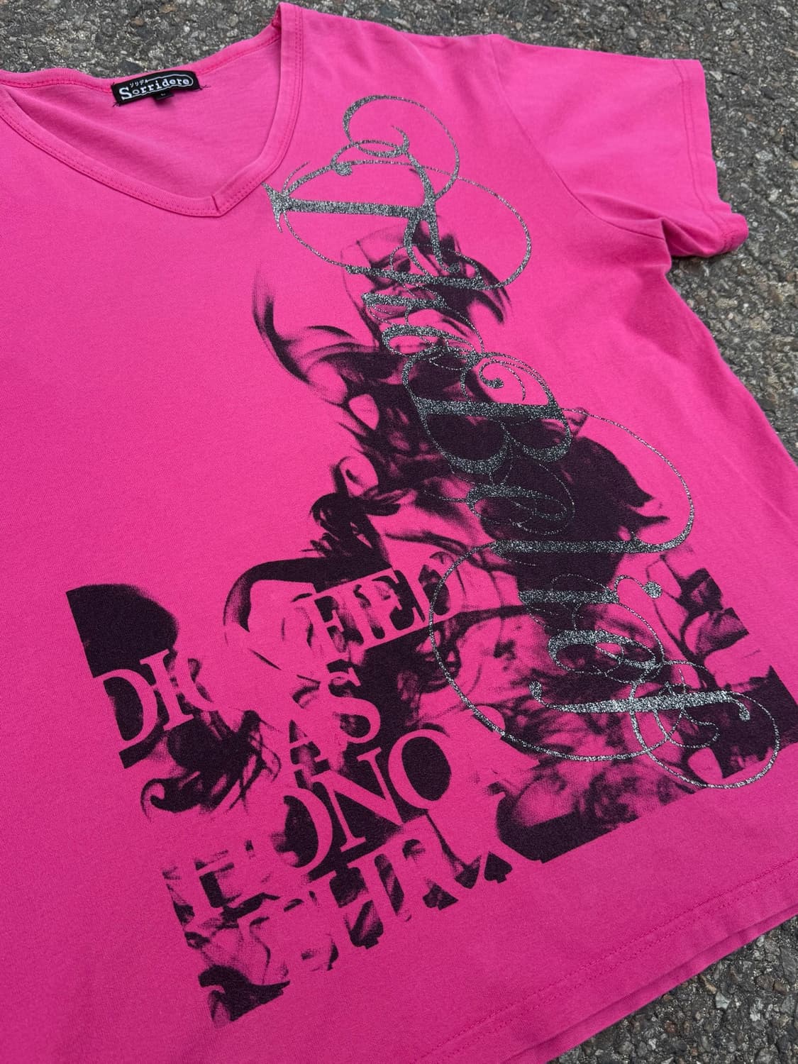00’s Glitter Graphic V-Neck T-Shirt  상품이미지3