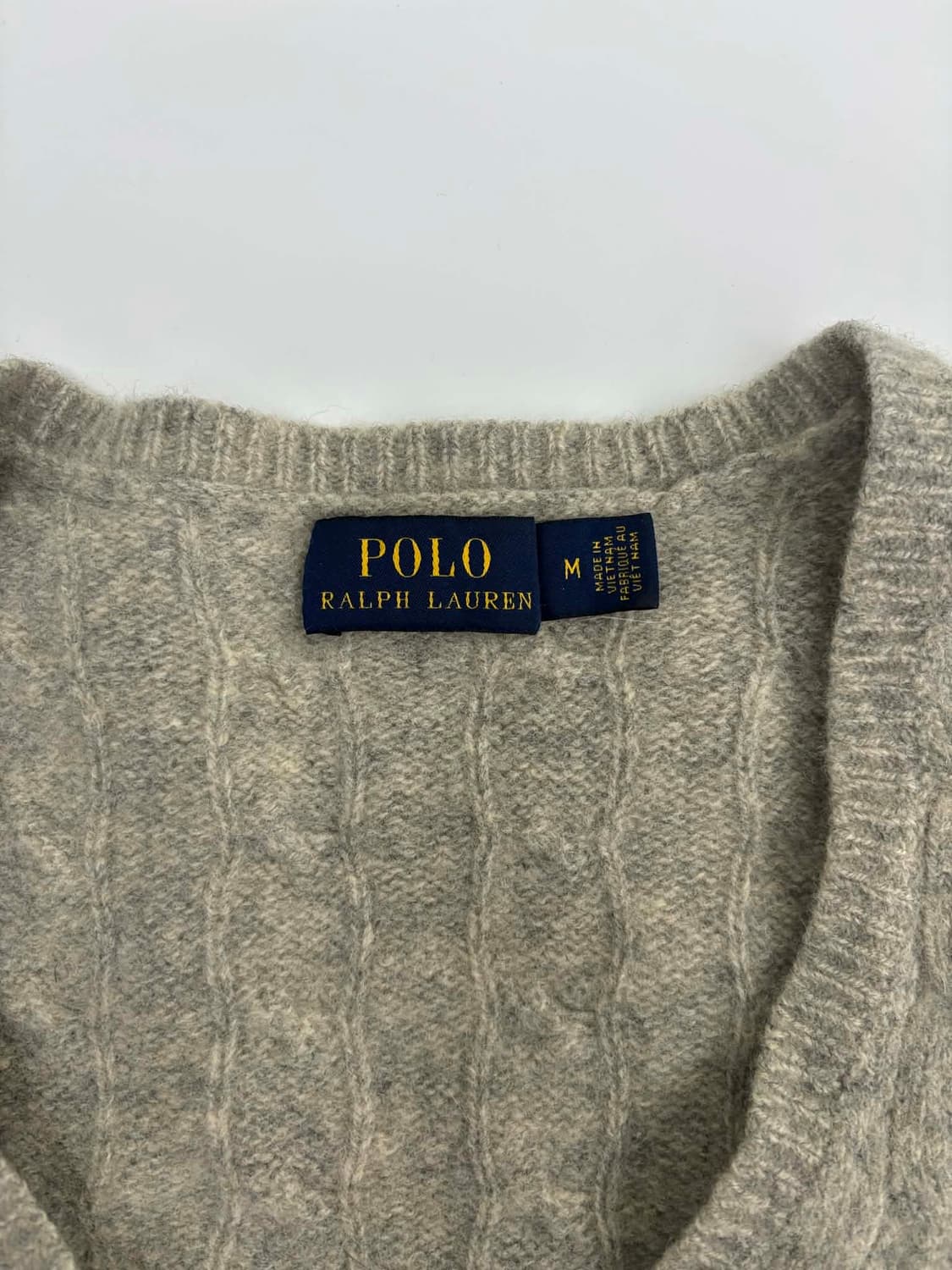 폴로 랄프로렌 신형 라벨 그레이 걸즈 브이넥 케이블 니트(M) 상품이미지4