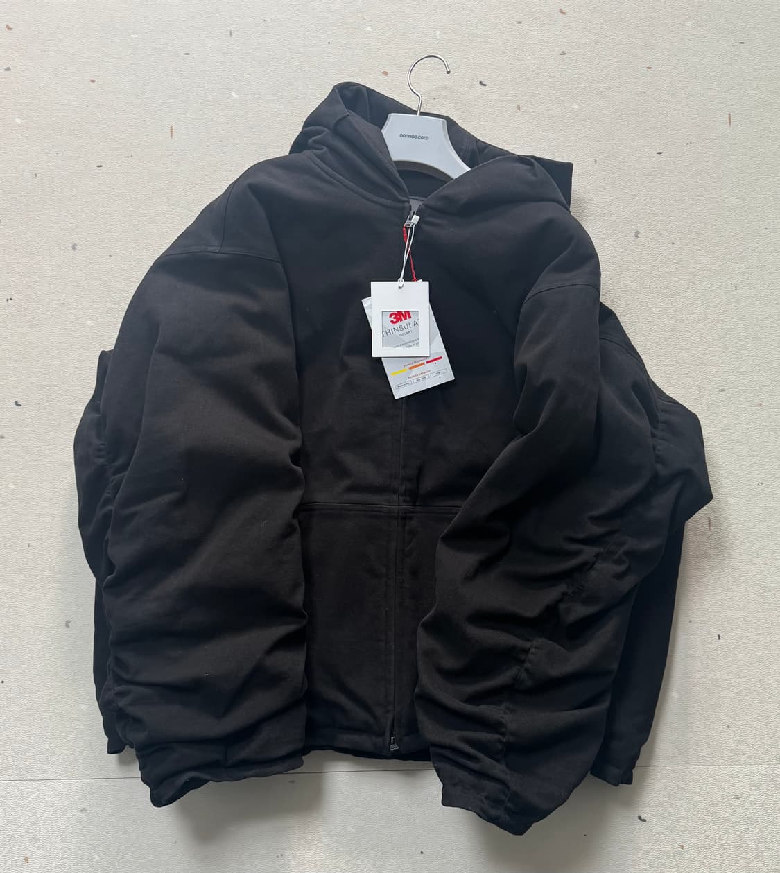 [2] 논노드 몰스킨 셔링 후드 봄버 블랙 상품이미지2