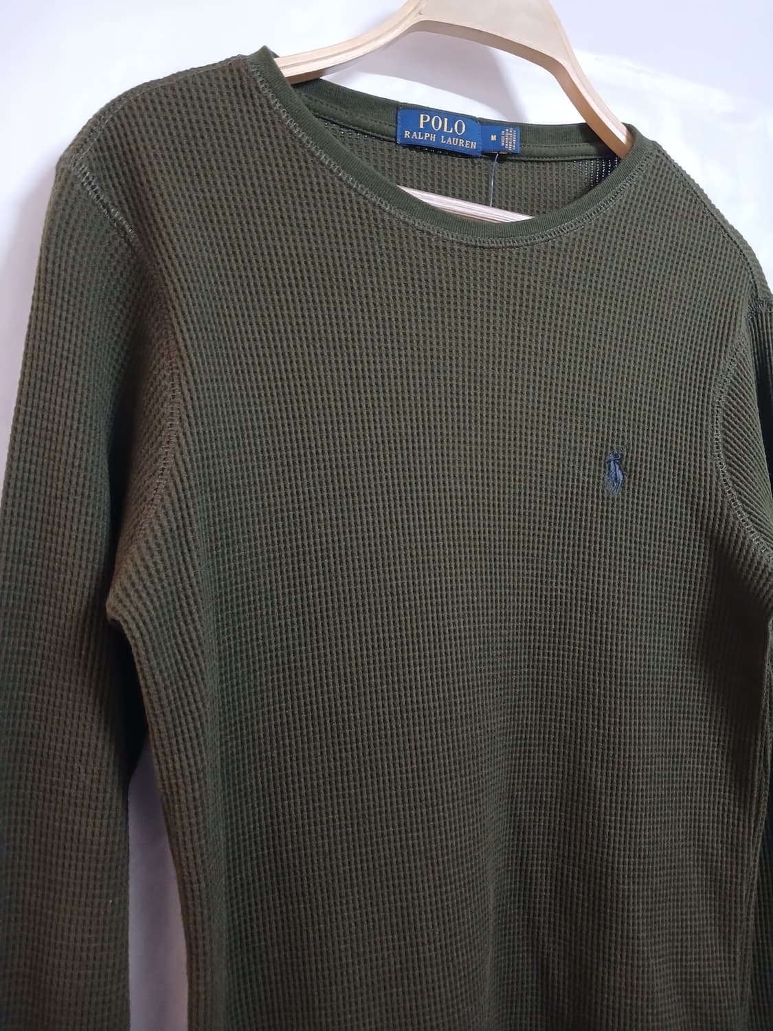 (새상품,M,95)폴로 랄프로렌 남성 와플긴팔면티 카키 상품이미지3
