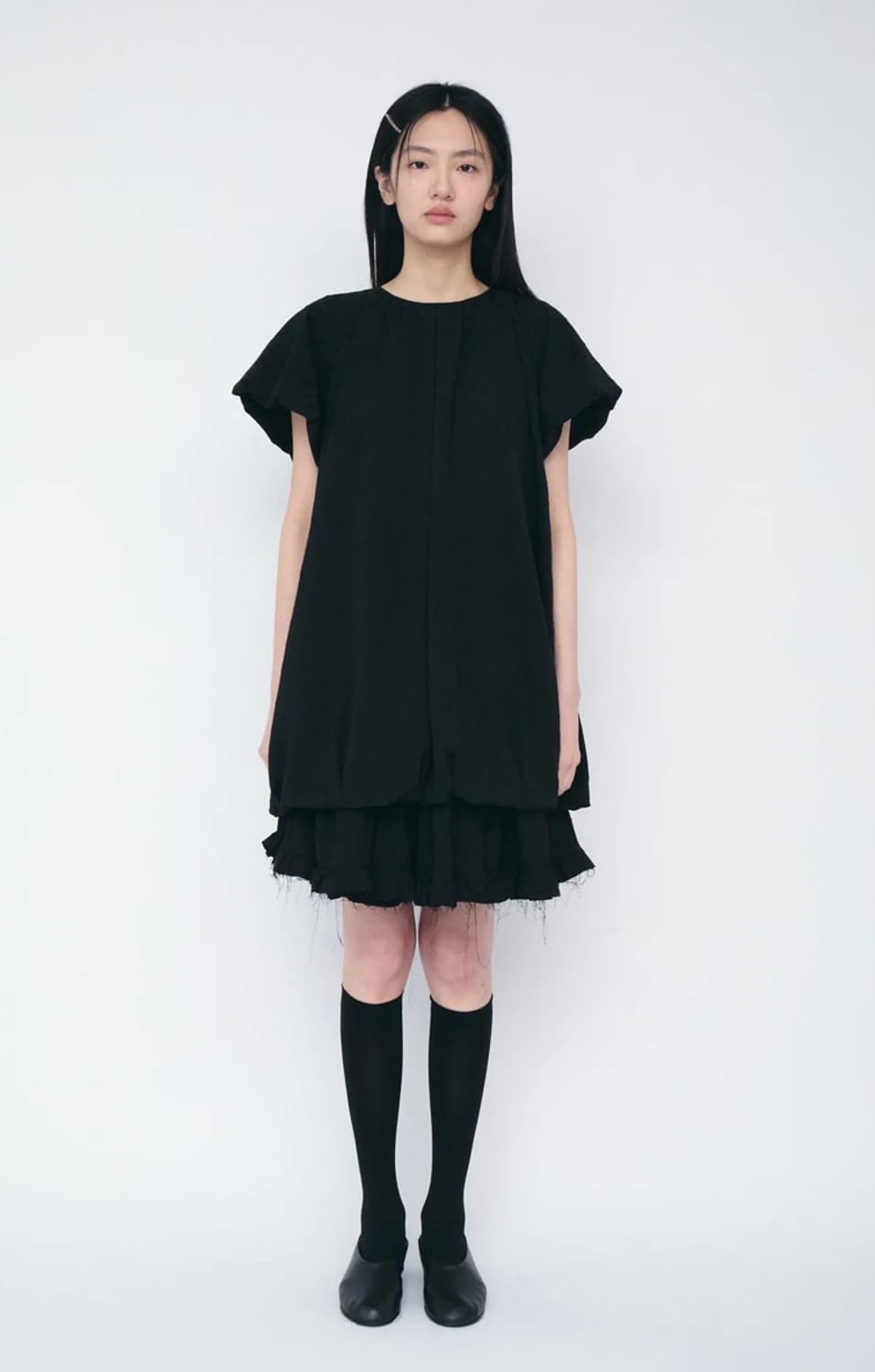 Cosmoss 코스모스 볼륨 미니 드레스 (플로럴 블랙)  상품이미지1