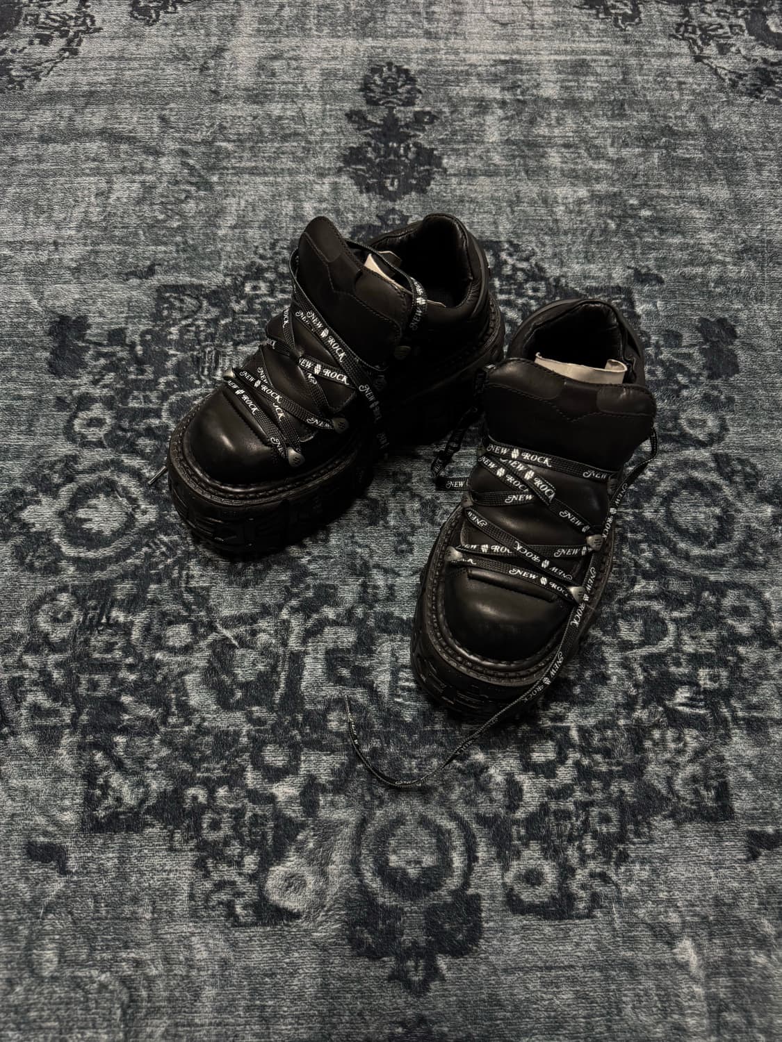 New rock white logo ribbon tank platform 상품이미지3