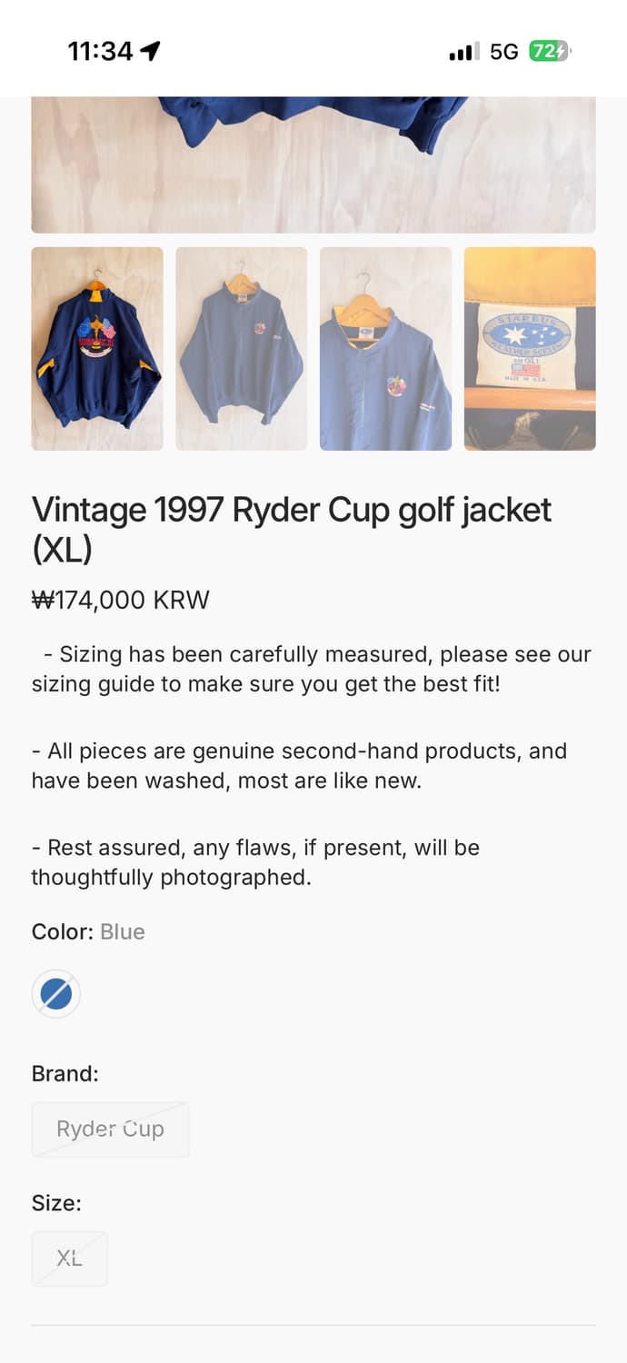 1997s 유럽 라이더컵 발데라마 자켓 상품이미지2