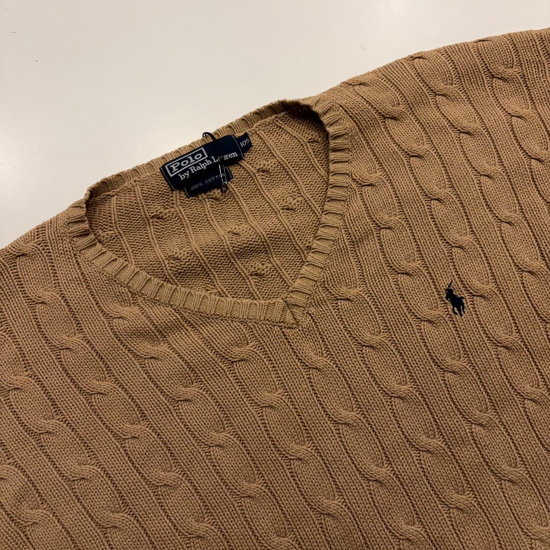 [105] 폴로 랄프로렌 v넥 케이블 니트 베이지 C153 상품이미지3