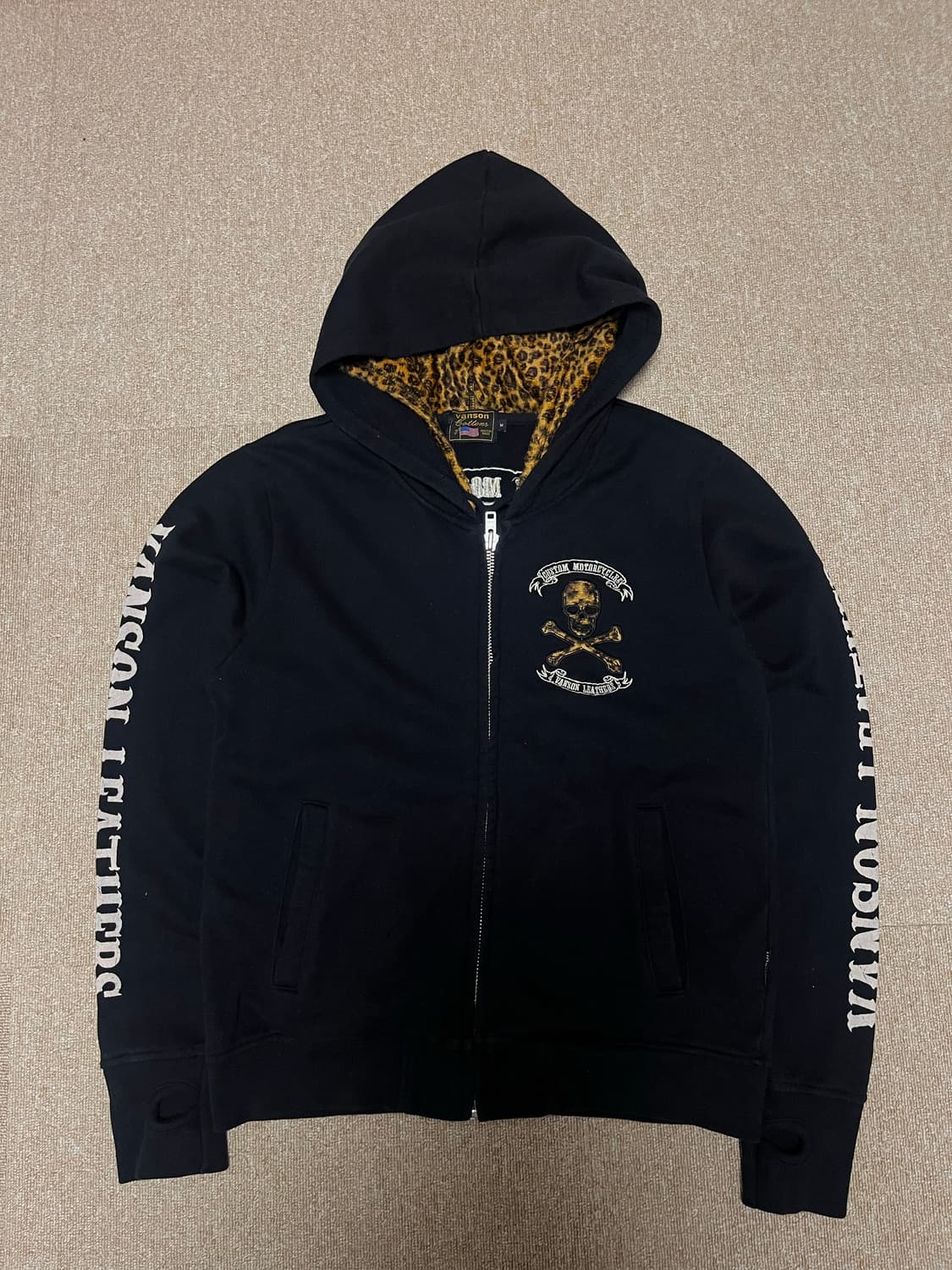 밴슨 레오파드 스컬 후드집업 블랙 M  상품이미지2