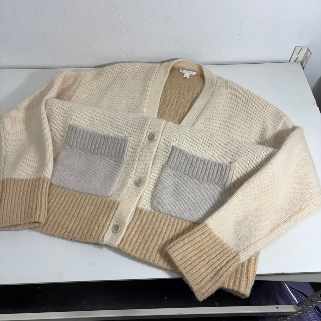 95 S-M 코스 COS 크림베이지 루즈오버핏 알파카혼방 가디건 상품이미지2