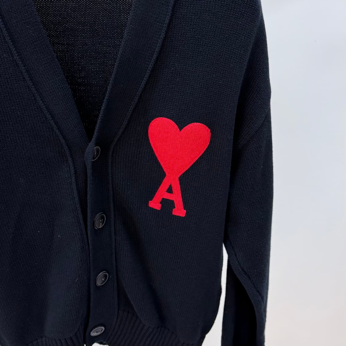 [S+급/M] 아미 AMI 빅하트 로고 가디건 블랙 상품이미지2