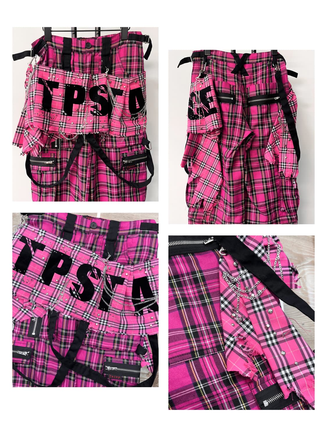 트립 Nyc 핑크 플래이드 카고 팬츠 상품이미지7