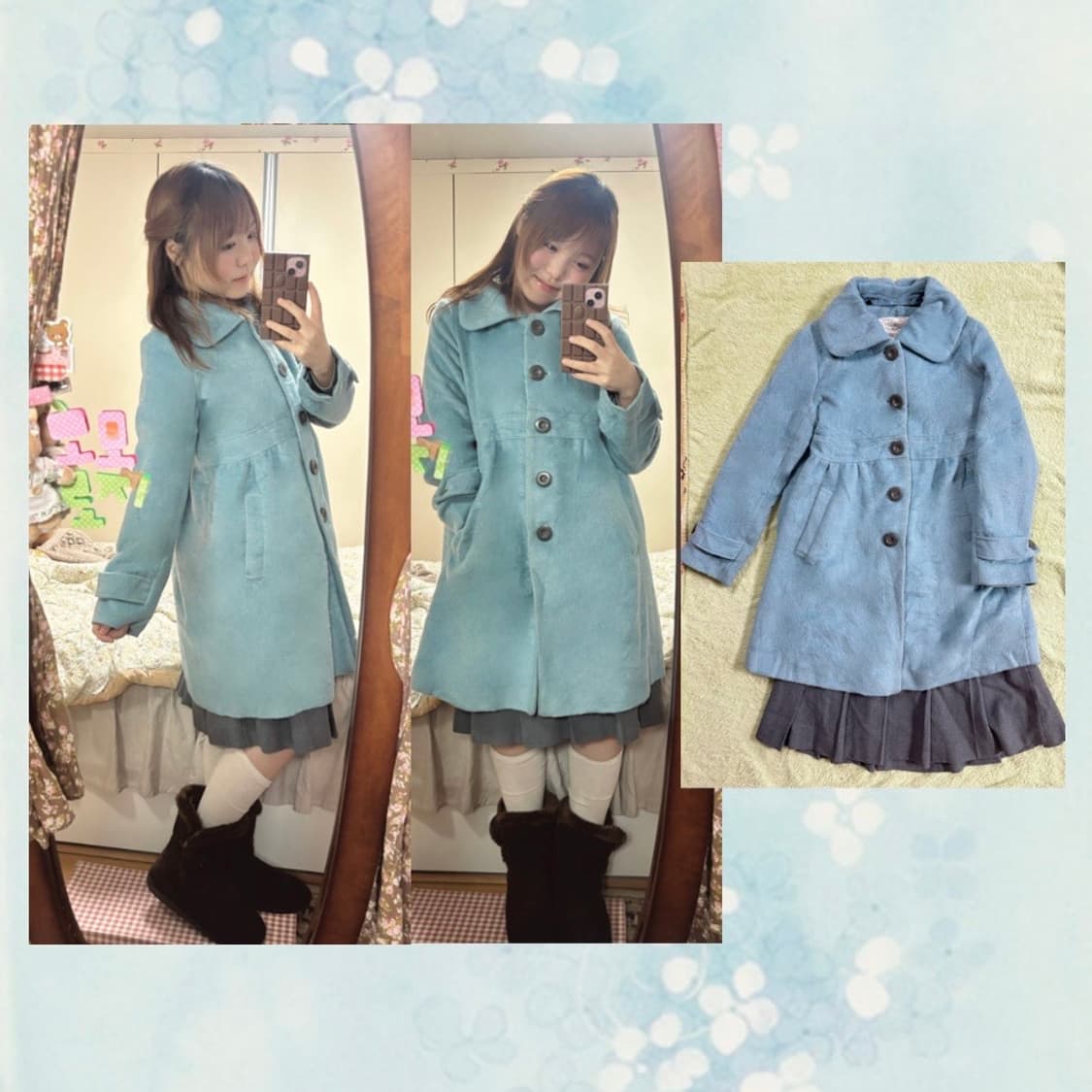 모리걸 둥근 카라 코트 + 단가라 단정 모리코디세트 상품이미지2