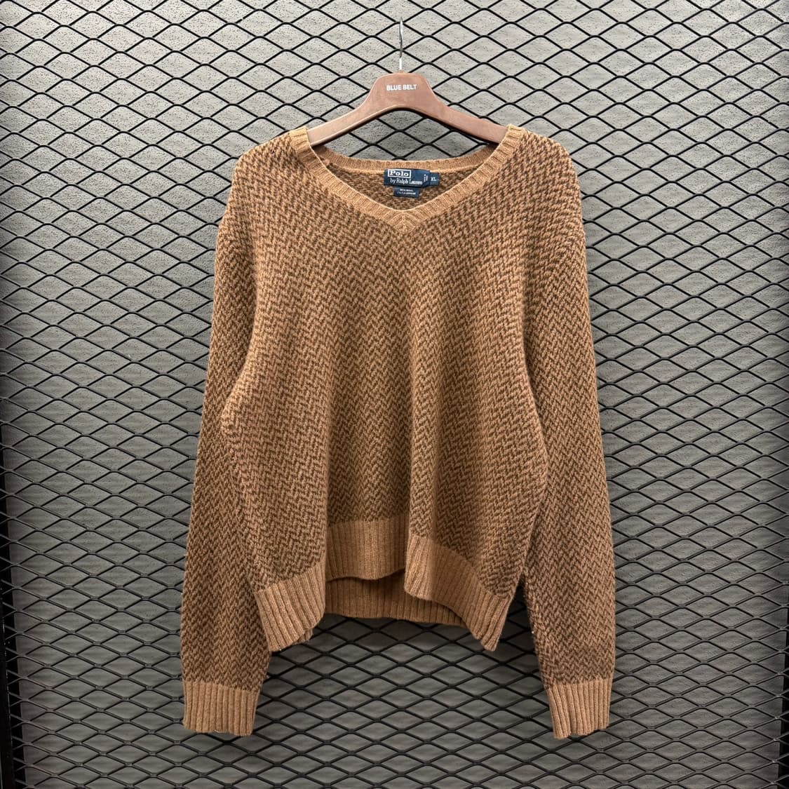 폴로 랄프로렌 울니트 V넥 헤링본패턴 디테일 루즈핏 브라운 상품이미지2