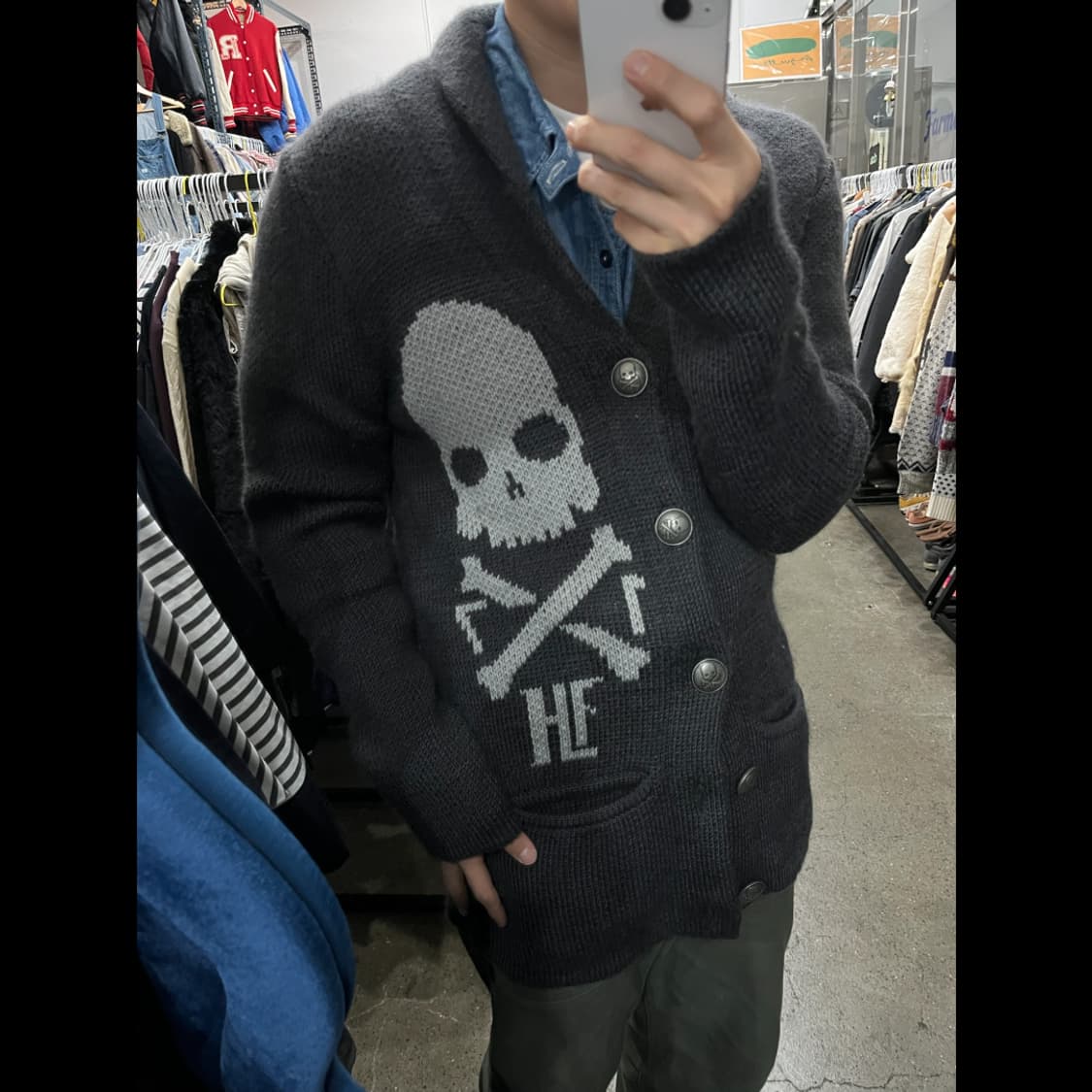 Hydrogen 락펑크 스컬 숄카라 가디건  상품이미지3