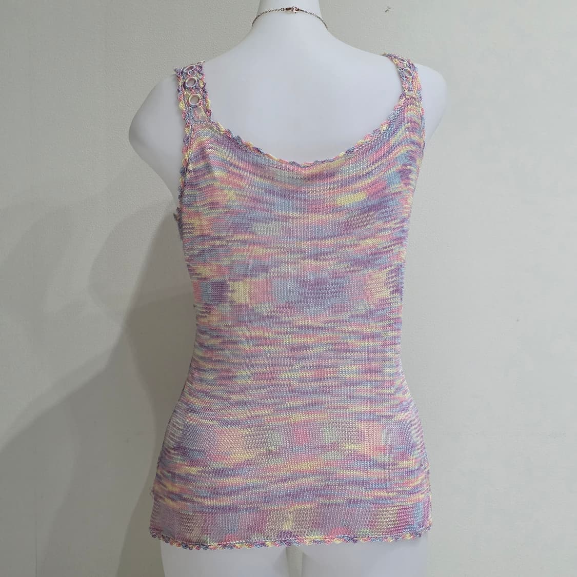 일본빈티지)페어리 레인보우 로맨틱 파스텔모리걸 갸루스팽클 니트슬리브리스 상품이미지3