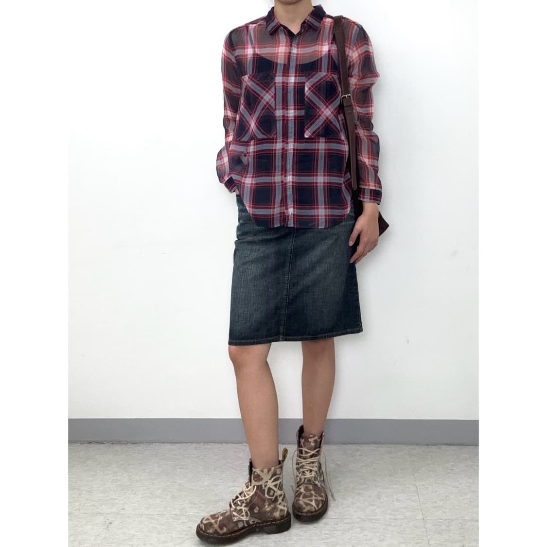 빈티지 체크 블라우스 셔츠 상품이미지2