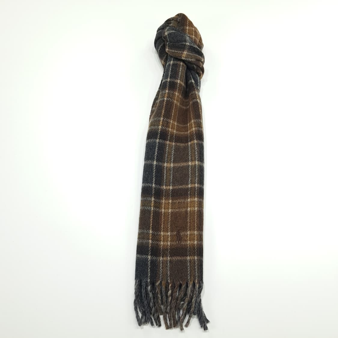 MX223 폴로 랄프로렌 브라운 체크 헤링본 램스울 양면 목도리 머플러 상품이미지3