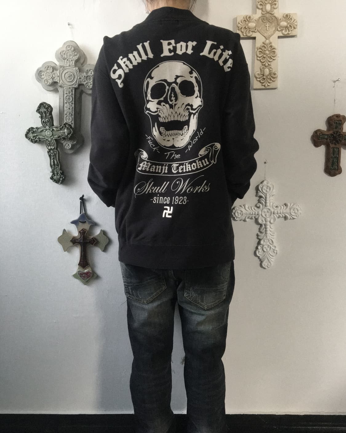 Back skull printing zip up 상품이미지1