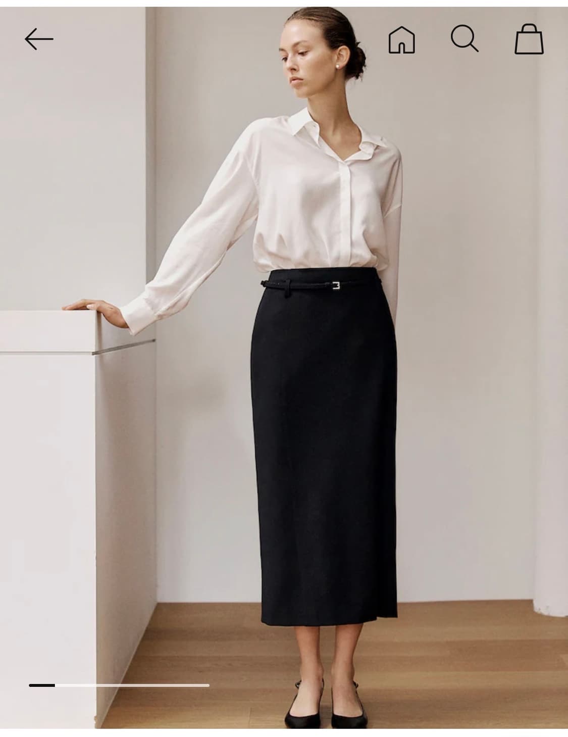 시에 젠느 벨티드 라인 스커트 블랙 S 상품이미지1