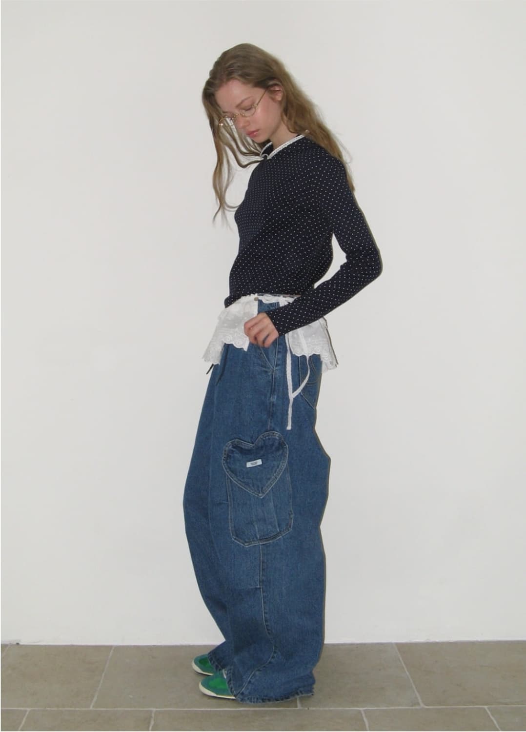 [새상품] 론론 하트 포켓 카고 데님 팬츠 상품이미지1