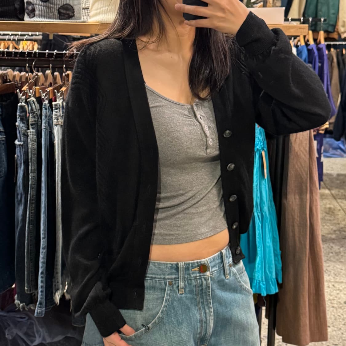 Jack Nicklaus 잭니클라우스 블랙 꼬임 루즈핏 가디건 상품이미지2