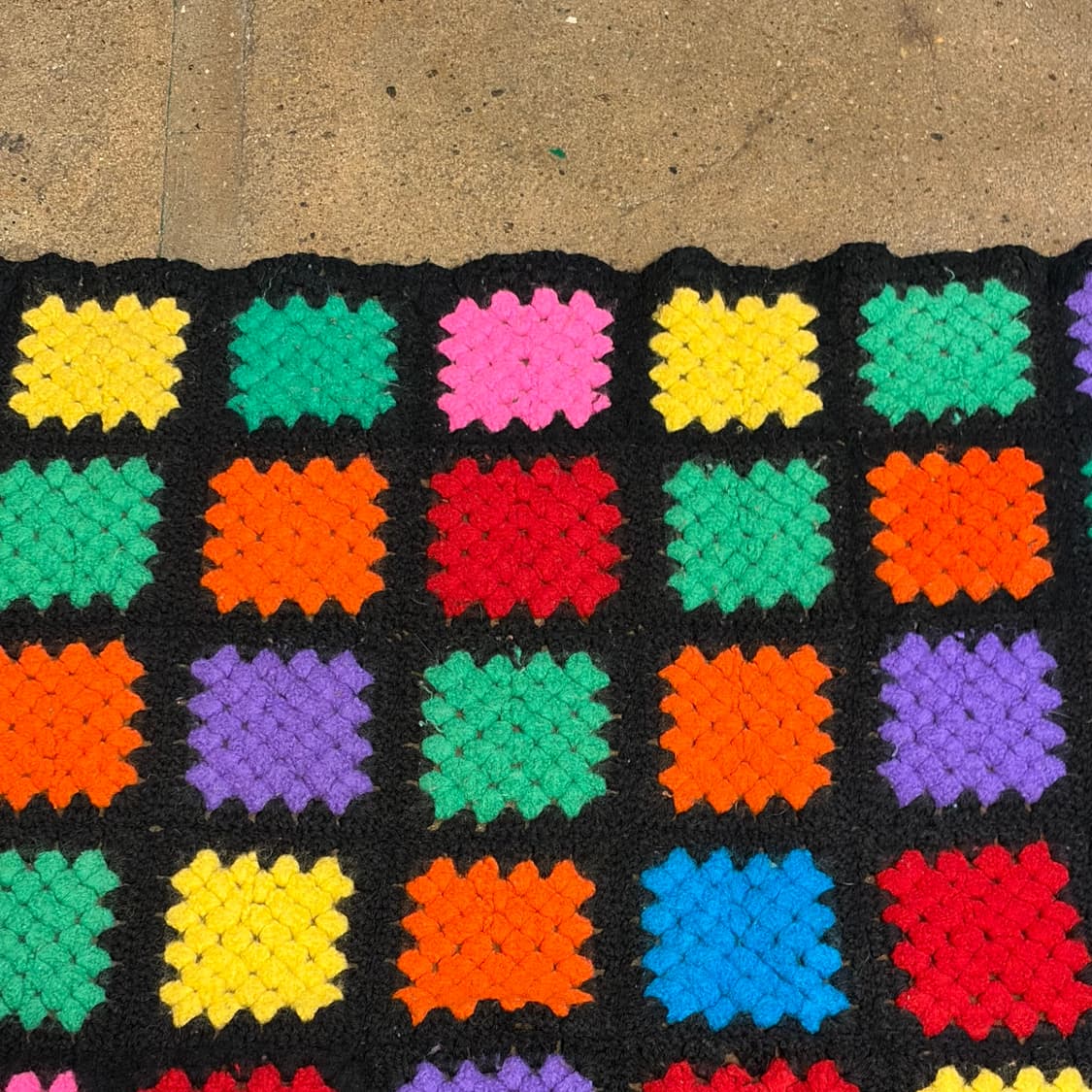 90s USA 멀티 니트 카페트 러그 매트 상품이미지5