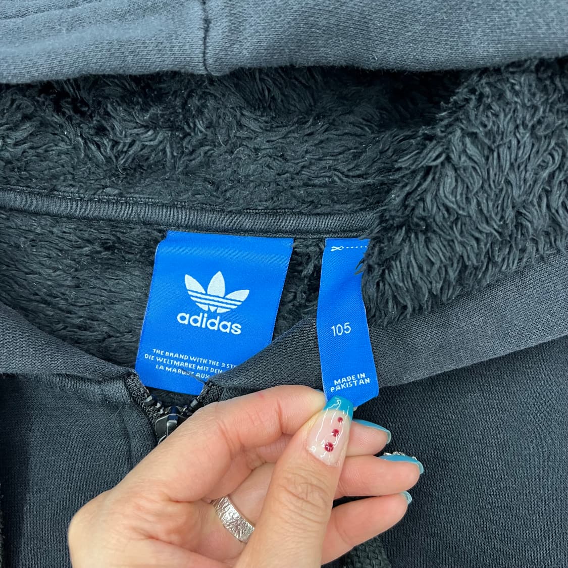 아디다스 블랙 보아털 후드집업 105 상품이미지2