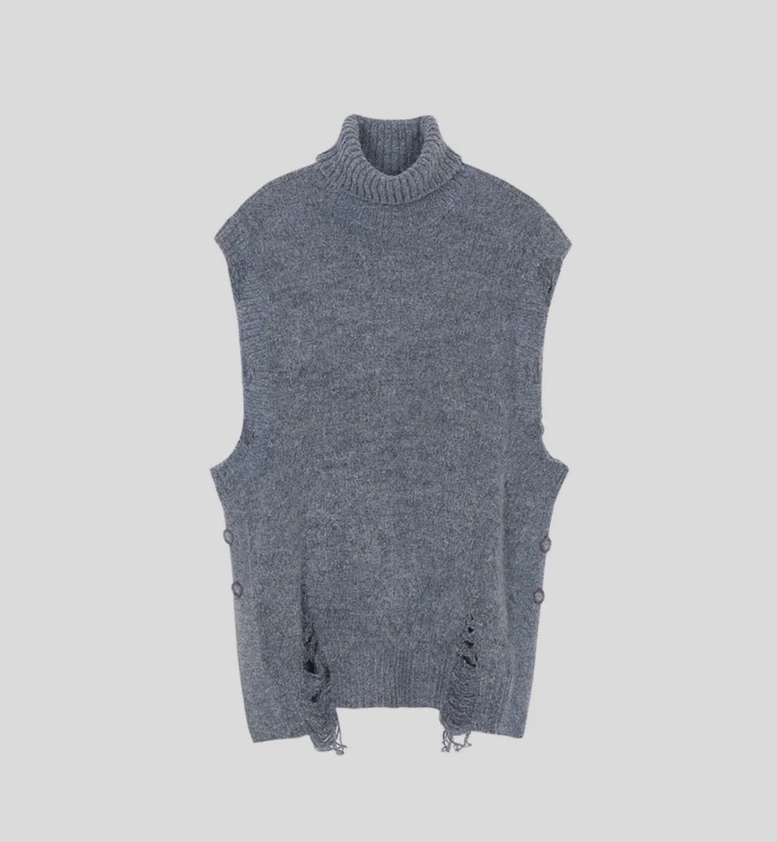 [남성M]앤더슨벨 그레이 데미지드 터틀넥 상품이미지1