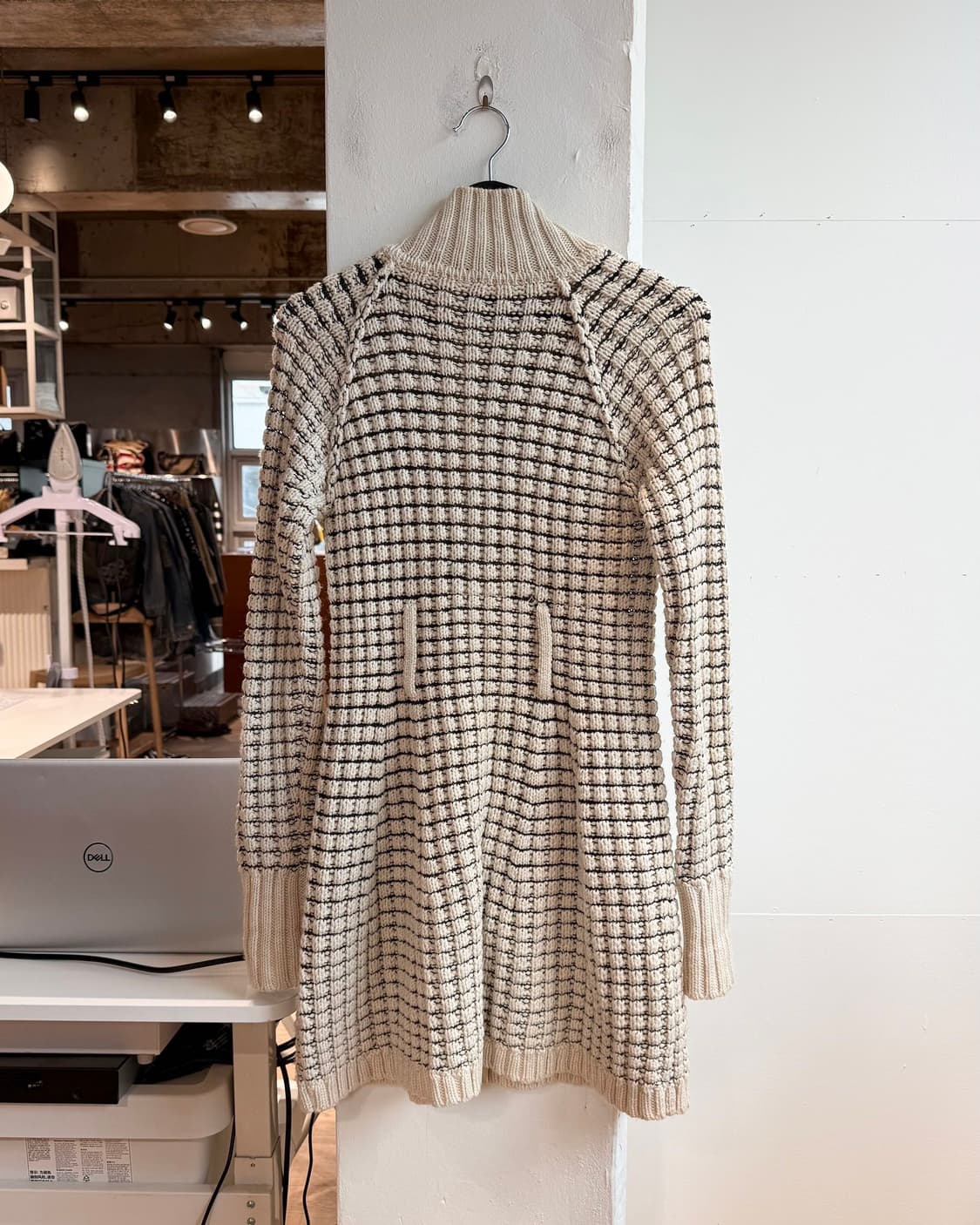 아르마니 익스체인지 아이보리 체크 니트 집업 자켓  상품이미지7