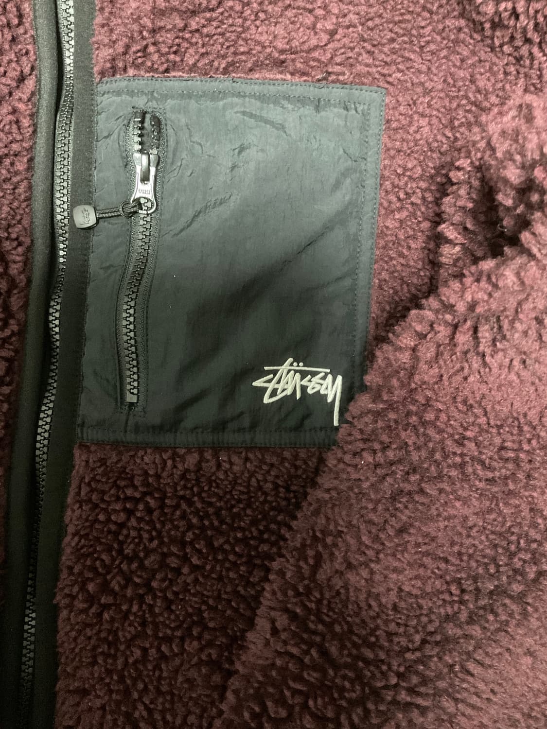 [M]스투시 리버시블 쉐르파 자켓 버건디 상품이미지2