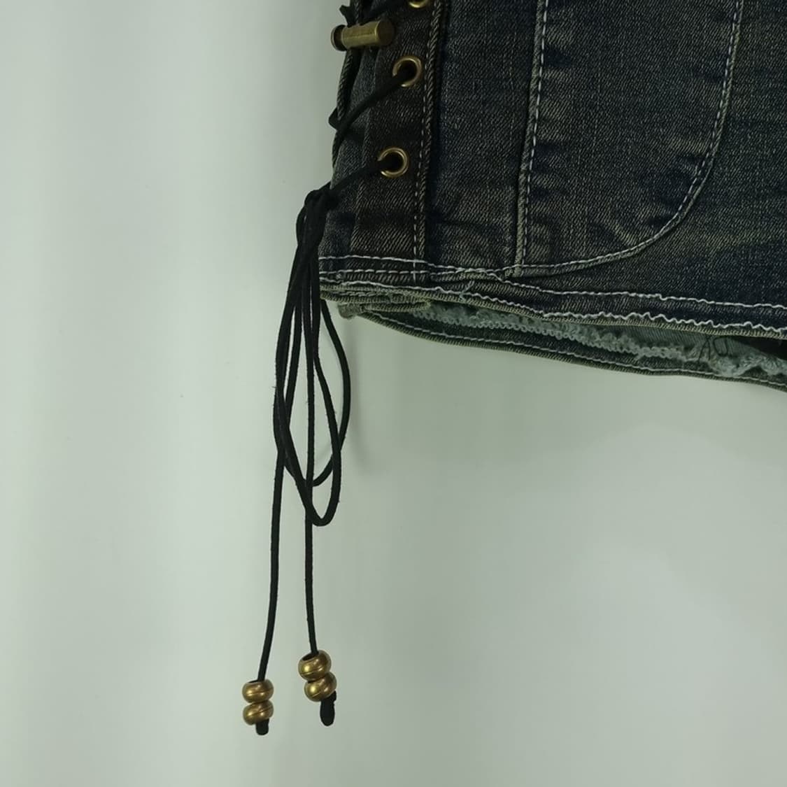 [일본빈티지] Y2K 사이드 레이스 퍼 데님 미니스커트 M18358 상품이미지5