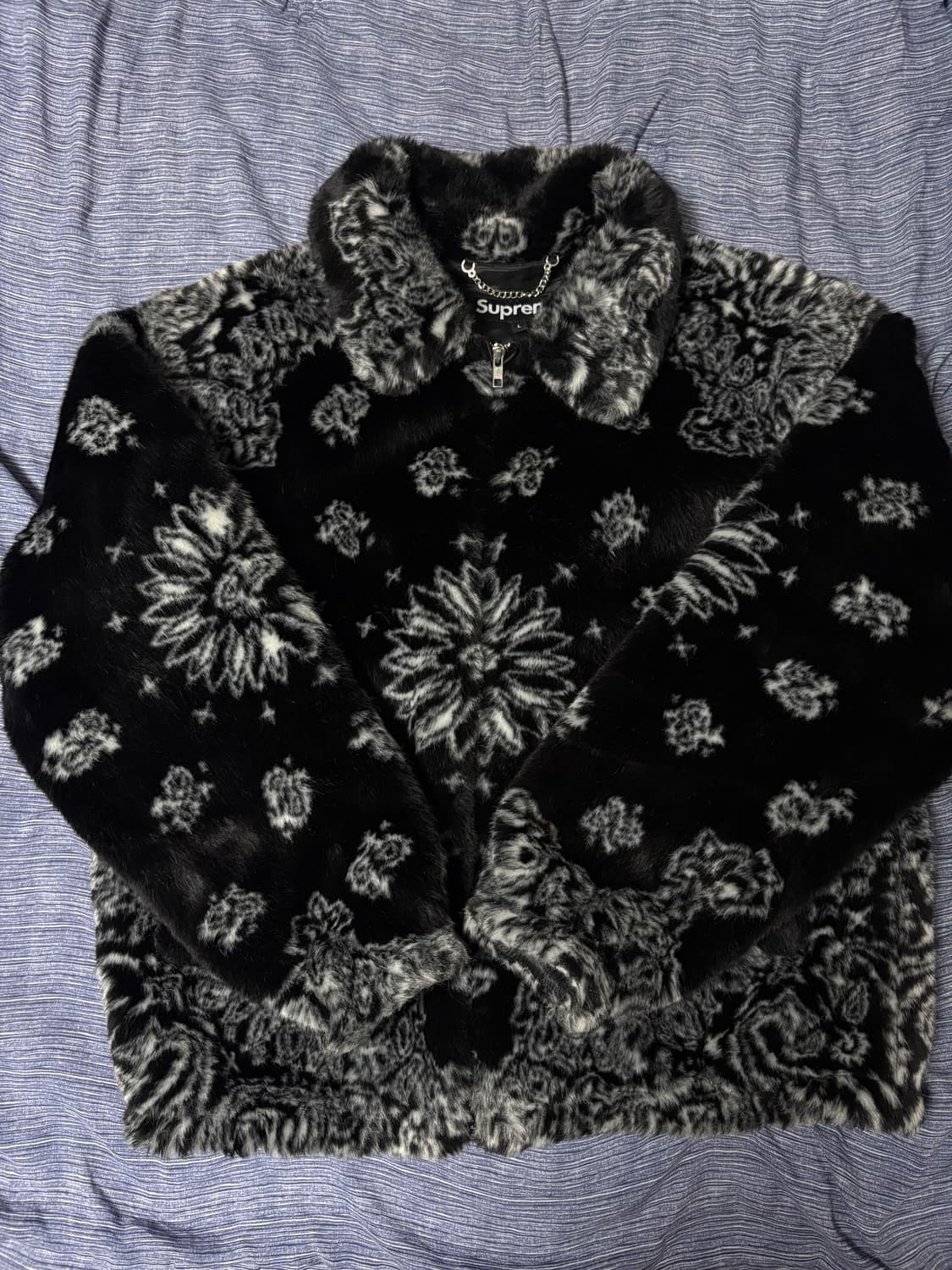 [L] 슈프림 21ss 반다나 퍼 봄버자켓 블랙 상품이미지3