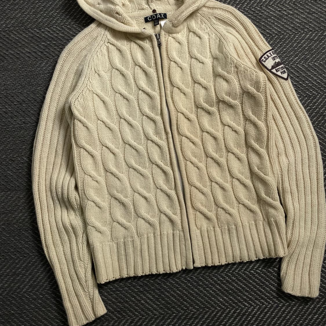 Coax 우먼스 빈티지 꽈베기 케이블 니트 후드 집업y 4056 상품이미지3
