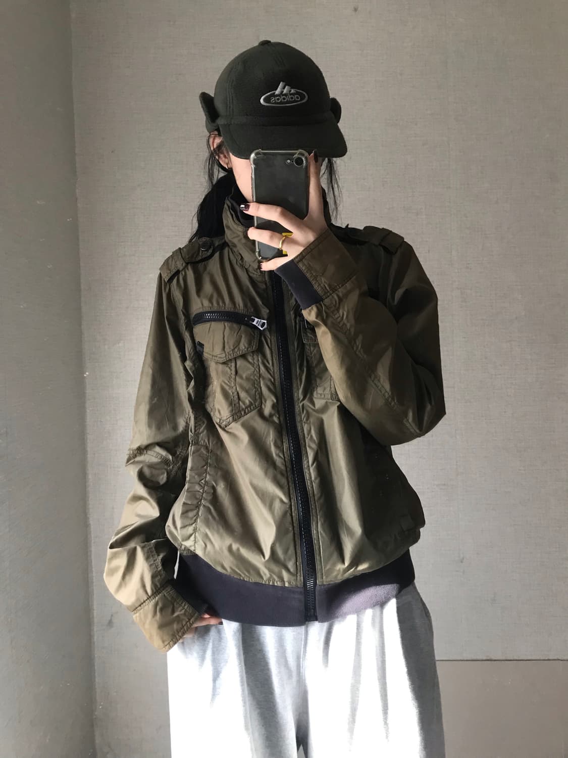 버카루 카키 워시드 유틸리티 자켓 상품이미지1